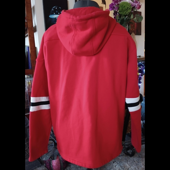 🖤 Chicago Blackhawks Zip Up Hoodie NHL Hockey Large Cotton Fanatics Red - Picture 10 of 15